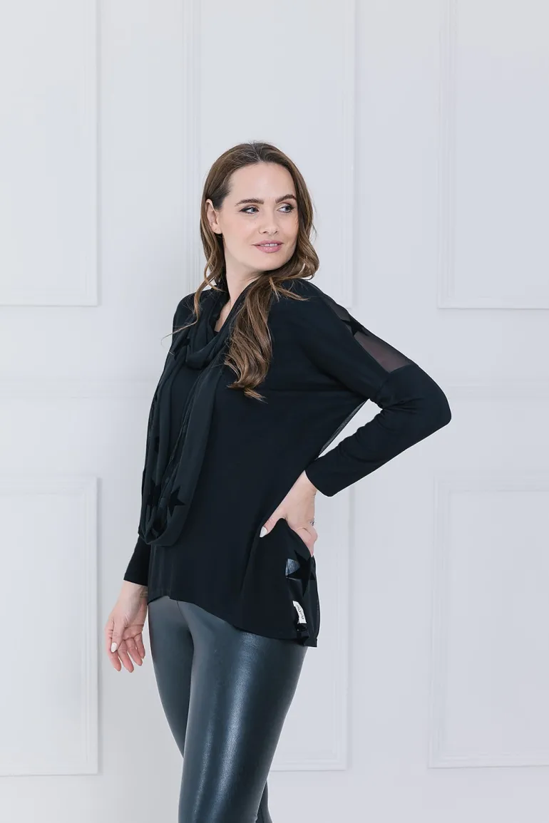 A Postcard from Brighton All Stars Chiffon Karma Top Black