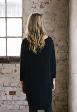 A Postcard from Brighton Flirty Long Dip Top Black