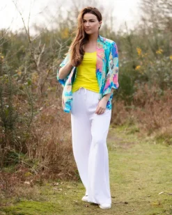 AQUA NEON LEAVES KIMONO