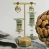 AQUA OVAL LAYER DROP EARRINGS