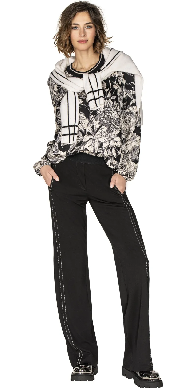 Beate Heymann Floralis Blouse Black and Cream