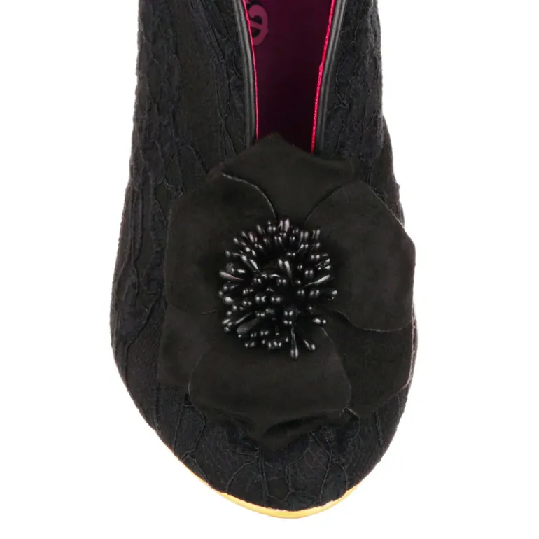 Bed of Roses Moonlit Serenade Black Lace Heels