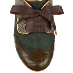 Bed of Roses Tippy Tap Green Tweed Shoes