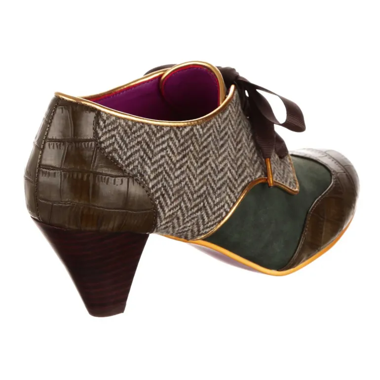 Bed of Roses Tippy Tap Green Tweed Shoes