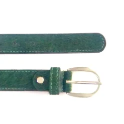 BOTTLE GREEN HAIR ON HIDE BELT