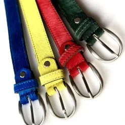 BOTTLE GREEN HAIR ON HIDE BELT
