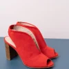 CARA ATLANTA HIGH SANDAL - NAVY OR TOMATO