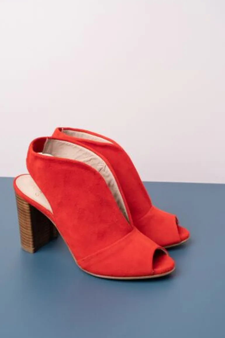 CARA ATLANTA HIGH SANDAL - NAVY OR TOMATO