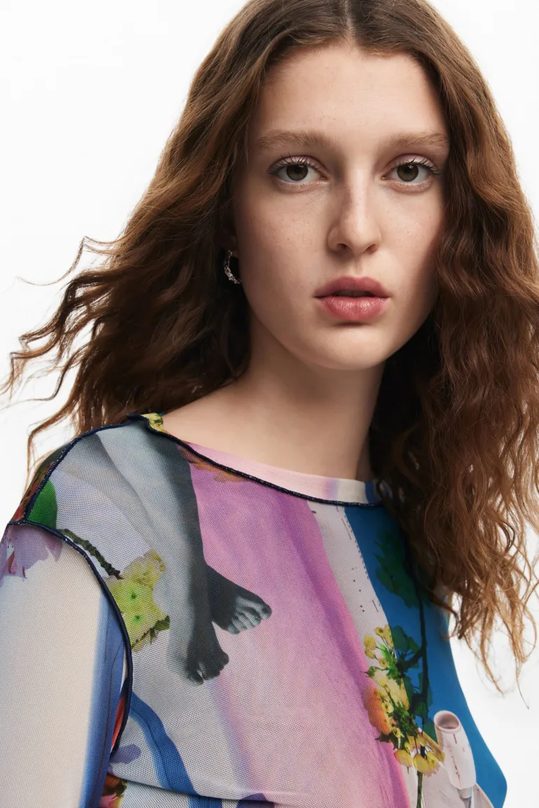 Desigual Airplane Lacroix Crop Top Tutti Fruti