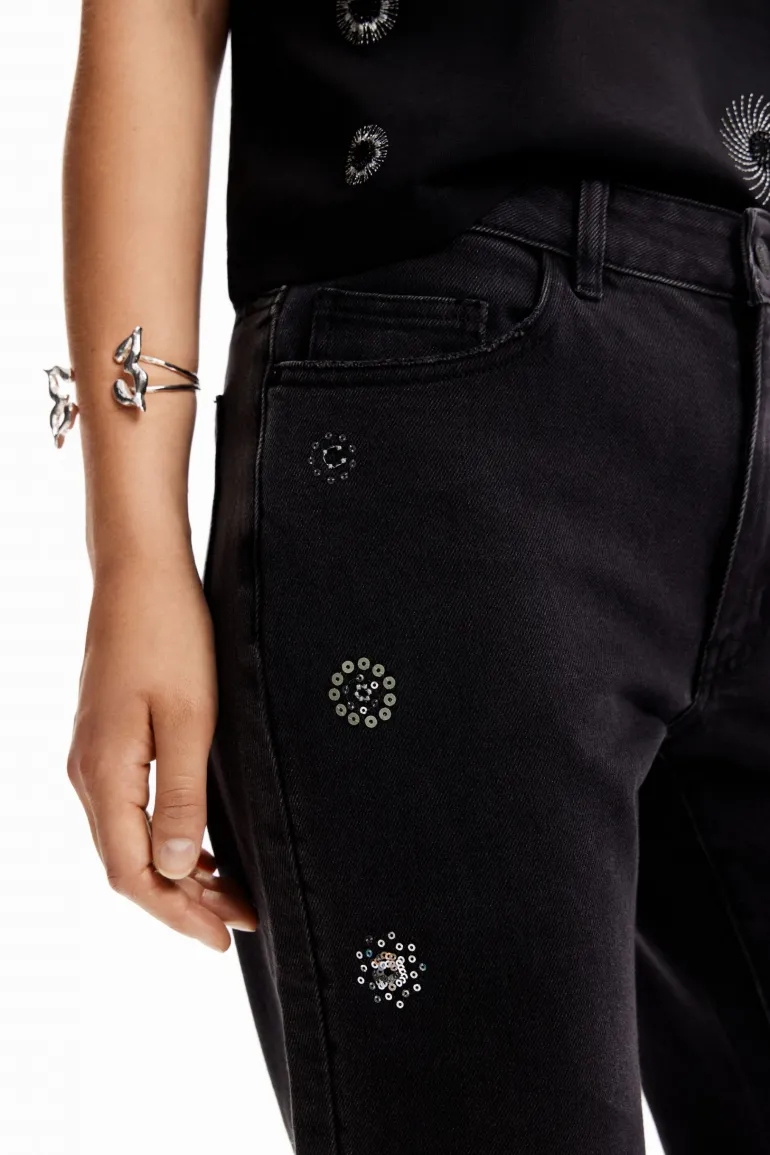 Desigual Appliquéd Jeans Black
