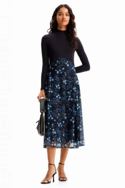 Desigual Lacroix Floral Midi Dress Navy