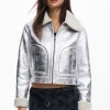 Desigual Londres Aviator Jacket Silver