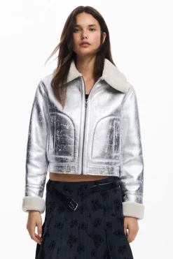Desigual Londres Aviator Jacket Silver