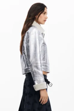 Desigual Londres Aviator Jacket Silver