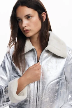 Desigual Londres Aviator Jacket Silver