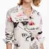 Desigual Nara Newspaper Print Shirt White