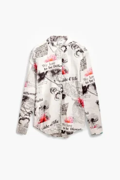 Desigual Nara Newspaper Print Shirt White