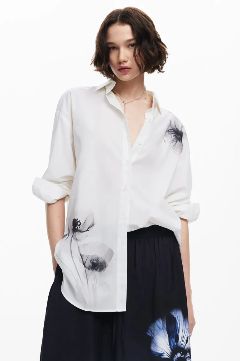 Desigual Osaka Poppy Shirt White