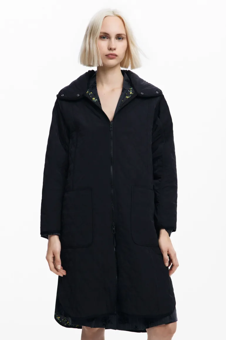 Desigual Padded Odense Long Jacket Black