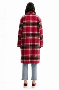 Desigual Plaid Wool Coat Pink