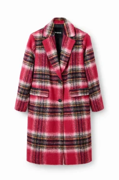 Desigual Plaid Wool Coat Pink