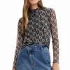 Desigual Retro Print Tulle Tee