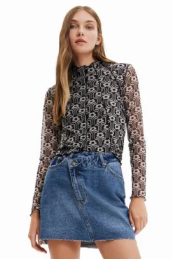 Desigual Retro Print Tulle Tee
