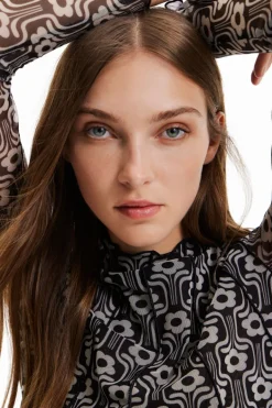 Desigual Retro Print Tulle Tee