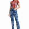 Desigual Straight Floral Jeans