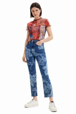 Desigual Straight Floral Jeans