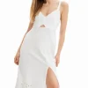 Desigual Strap Embroidered Dress White