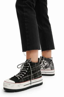 Desigual Tartan Platform Trainers