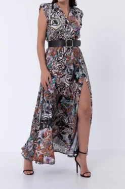 Elif Köse Exotic Print Dress Brown