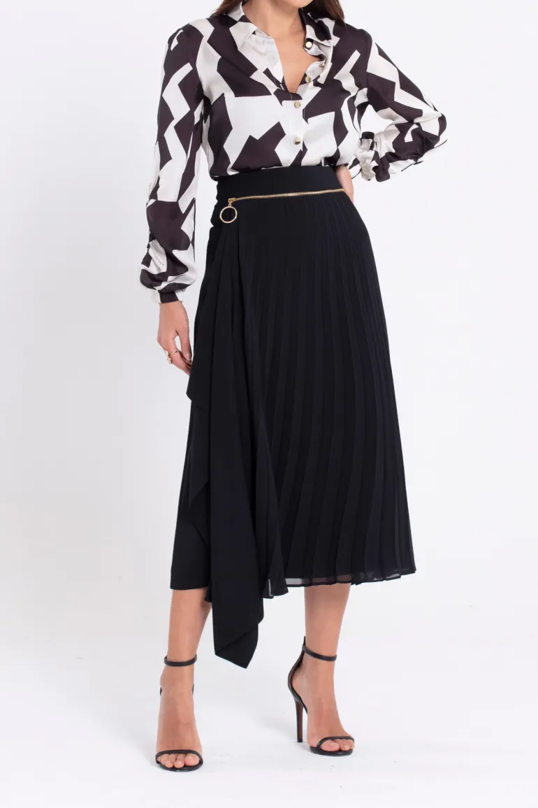 Elif Köse Pleated Zip Skirt Black