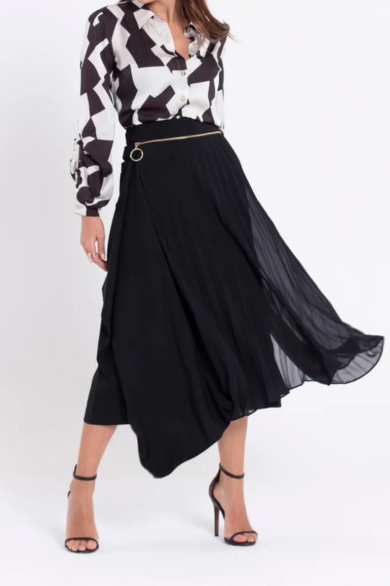 Elif Köse Pleated Zip Skirt Black