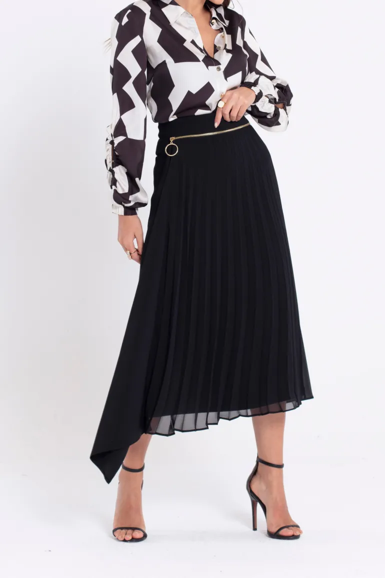 Elif Köse Pleated Zip Skirt Black