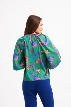 Elif Köse Printed Blouse Emerald