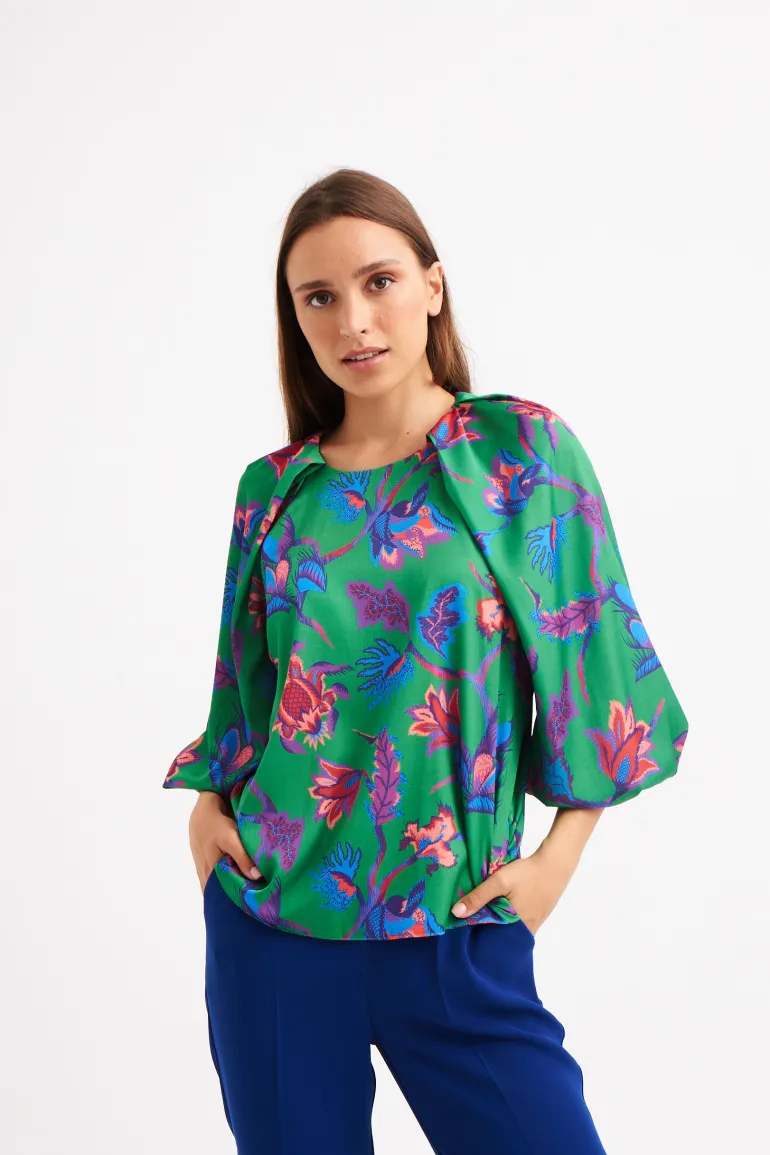 Elif Köse Printed Blouse Emerald