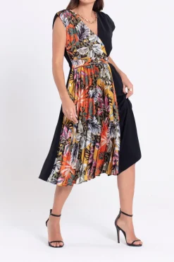 Elif Köse Sleeveless Print Panel Dress Black