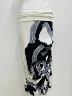 Elsewhere Brush Stroke Print Jersey Skirt