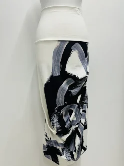 Elsewhere Brush Stroke Print Jersey Skirt