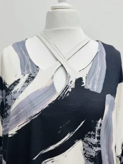 ELSEWHERE BRUSH STROKE PRINT JERSEY TUNIC