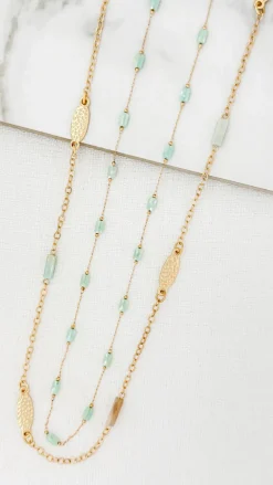 Envy Long Necklace Aqua & Gold 3516/N/T