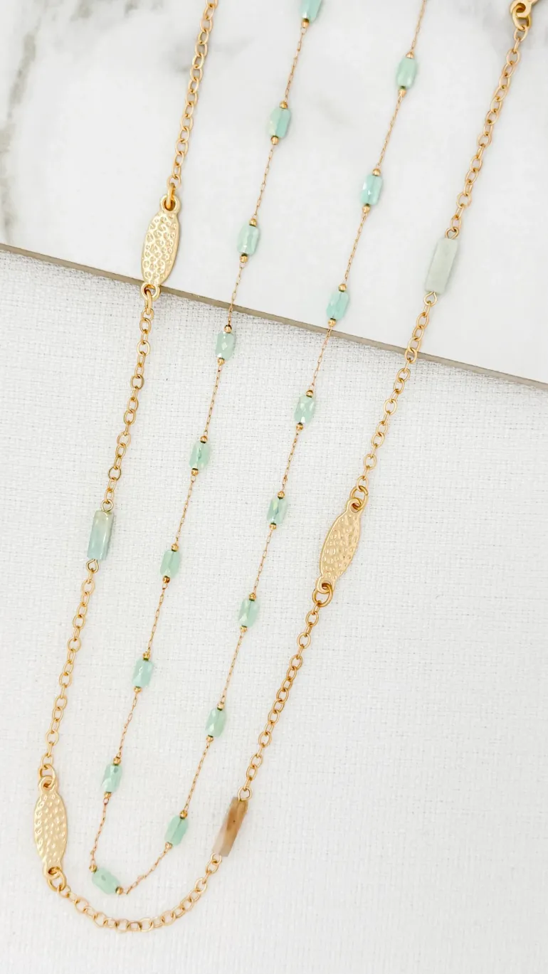Envy Long Necklace Aqua & Gold 3516/N/T