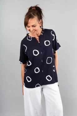 Foil All A Flutter Top Spot Navy
