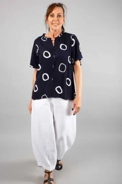 Foil All A Flutter Top Spot Navy