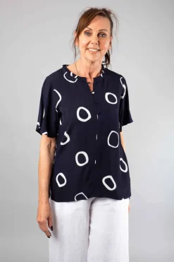 Foil All A Flutter Top Spot Navy