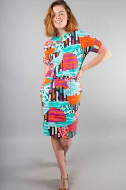 Foil Notch It Up Dress Patchwork