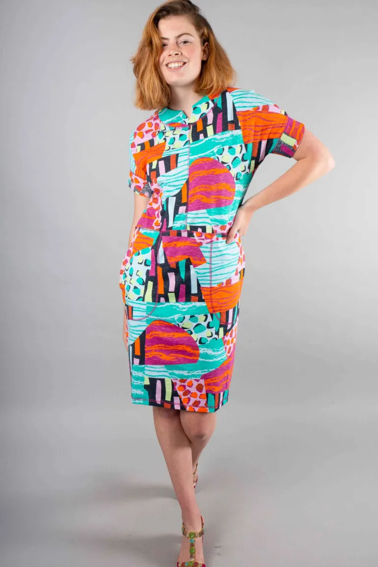 Foil Notch It Up Dress Patchwork