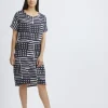 FOIL SCALING UP LINEN DRESS NAVY